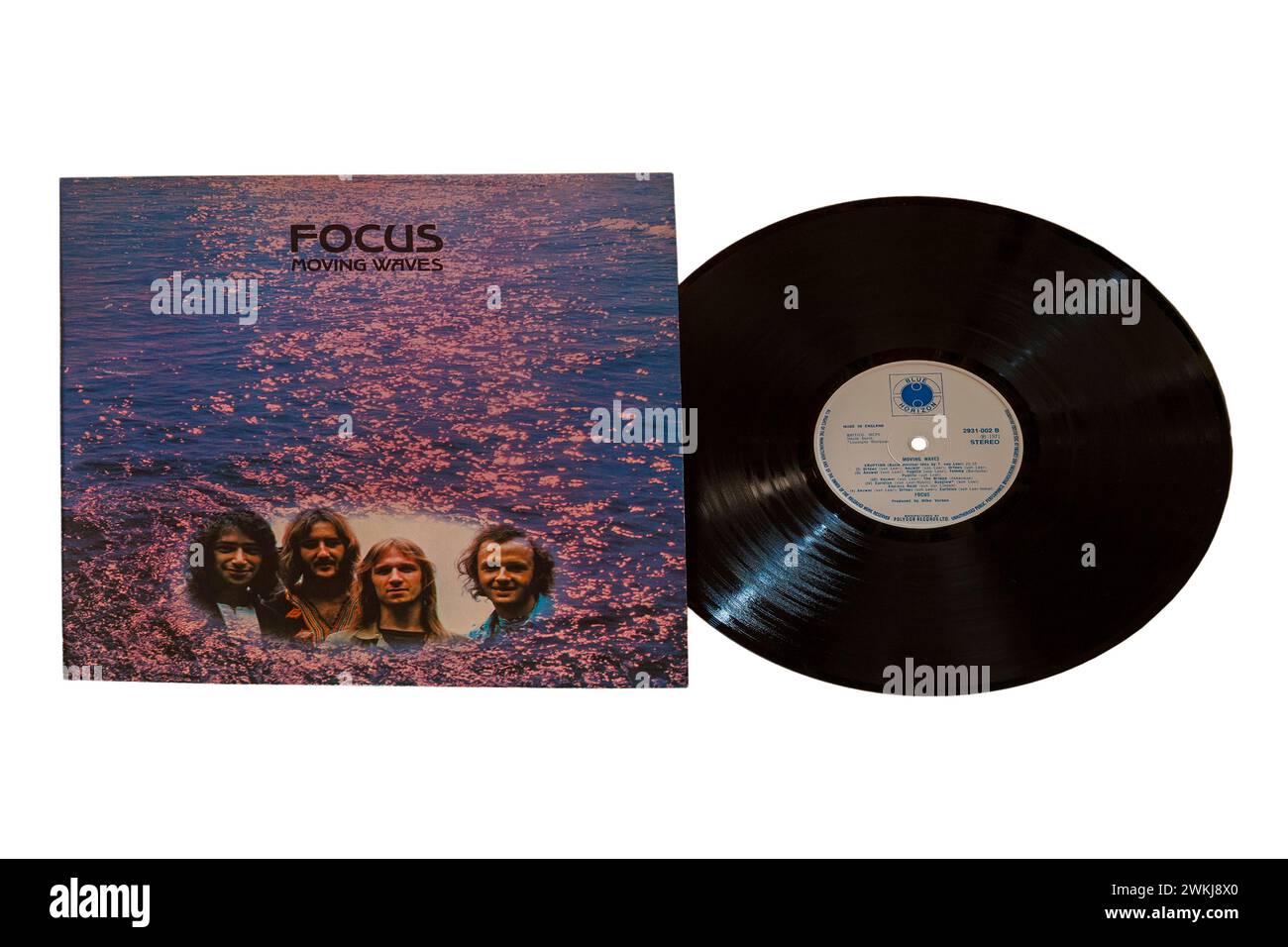 Focus Moving Waves Vinyl-Album-Cover isoliert auf weißem Hintergrund - 1971 Stockfoto