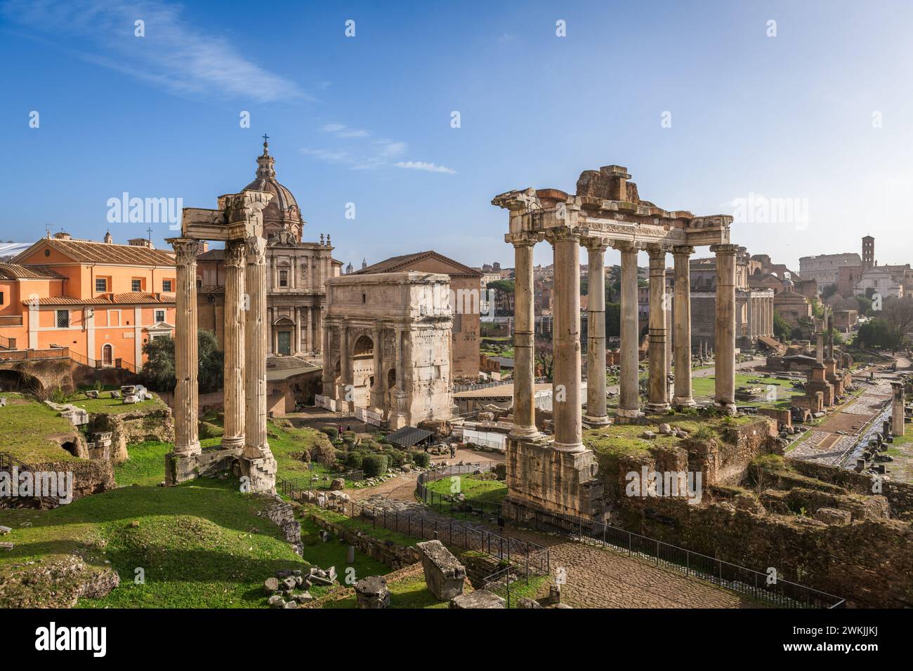 Rom, Italien an den historischen Ruinen des Forums Romanum. Stockfoto