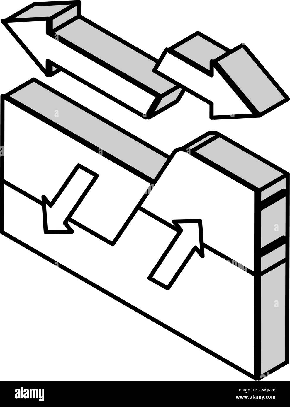 Verdichtungsschub Erdbeben isometrische Symbolvektordarstellung Stock Vektor