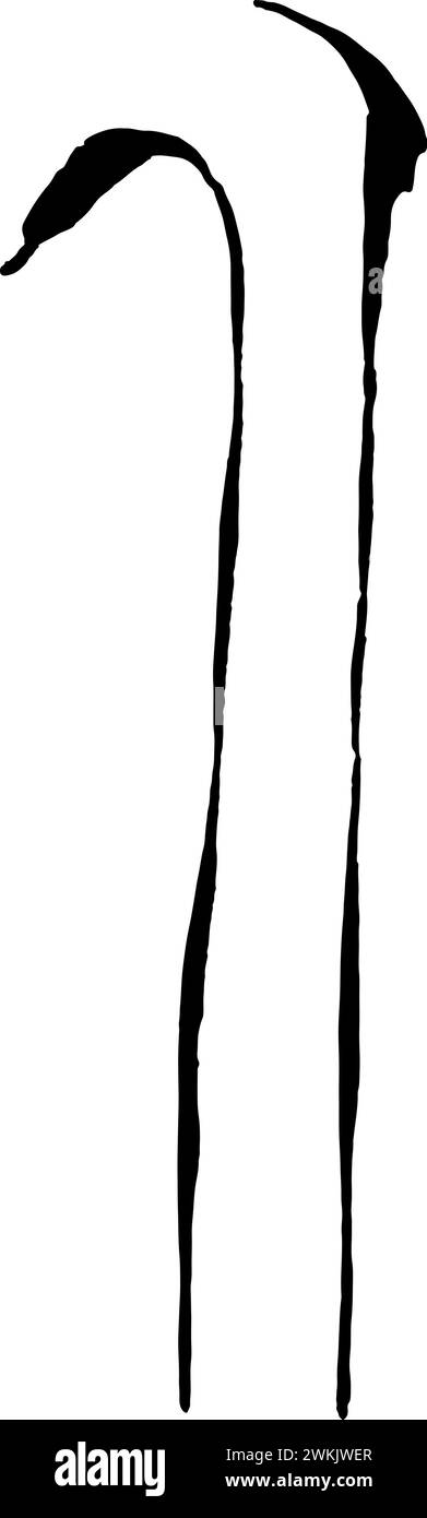 Handgezeichnetes Pinseltinte Grasgras mit Blättern Stock Vektor