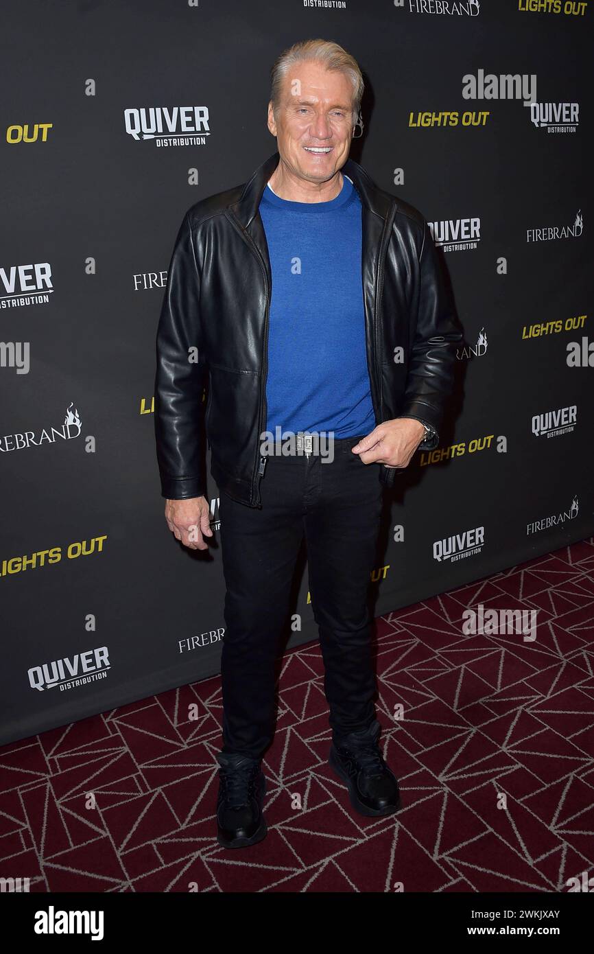 Dolph Lundgren mit Ehefrau und Tochter Ida Lundgren beim Special Screening des Kinofilms Lights Out im the London. West Hollywood, 20.02.2024 *** Dolph Lundgren mit Frau und Tochter Ida Lundgren bei der Sondervorführung des Films Lights Out at the London West Hollywood, 20 02 2024 Foto:xD.xStarbuckx/xFuturexImagex Lights_4260 Stockfoto