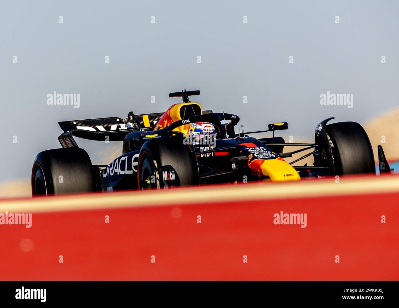 BAHRAIN - Max Verstappen (Red Bull Racing) in Aktion während der zweiten Session des ersten Testtages auf dem Bahrain International Circuit Sakhir vor Beginn der Formel-1-Saison. ANP REMKO DE WAAL Stockfoto