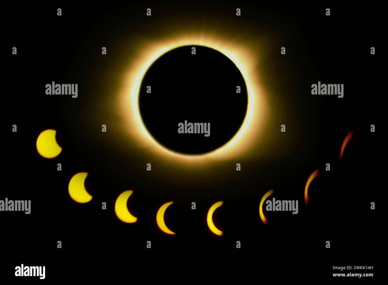 Totale Sonnenfinsternssequenz mit Ring of Fire - Franklin, KY Stockfoto