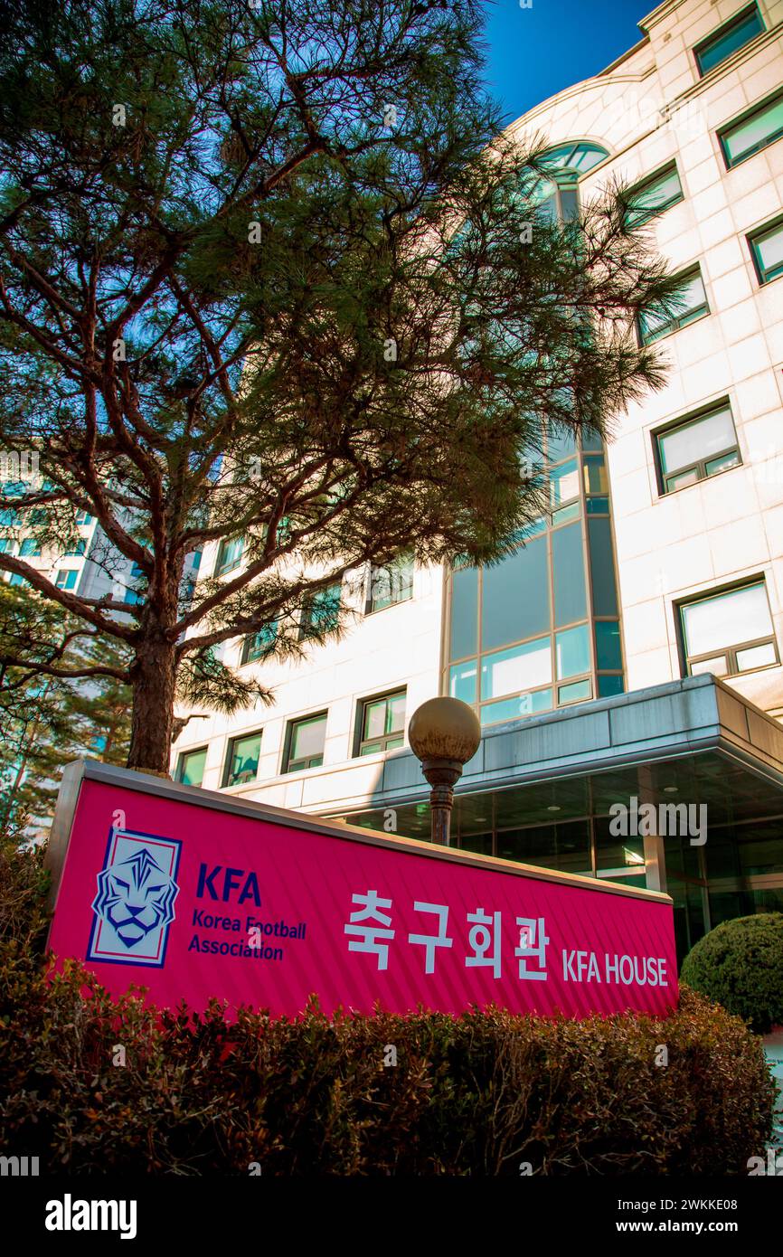 Der Korea Football Association, 17. Februar 2024: Sitz des Korea Football Association (KFA) in Seoul, Südkorea. (Foto: Lee Jae-won/AFLO) Stockfoto