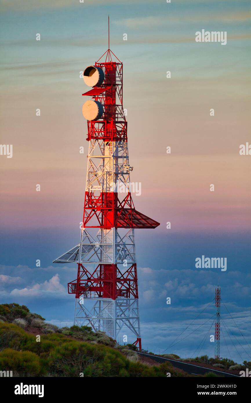 Telekommunikation-Antenne, Teneriffa, Kanarische Inseln, Spanien. Stockfoto