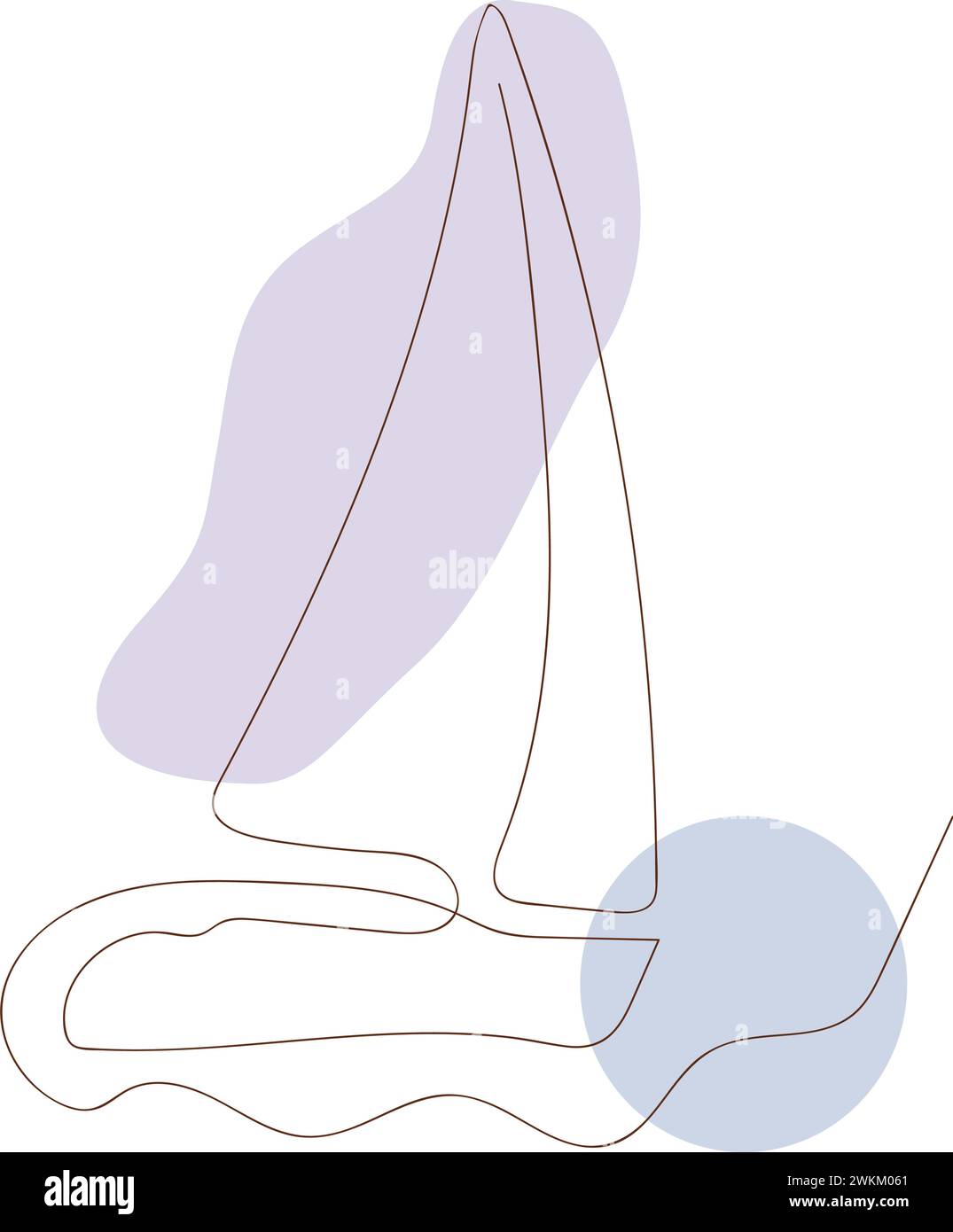 Durchgehende einzeilige Zeichnung des Segelbootes. Business-Symbol. Vektorabbildung. Stock Vektor