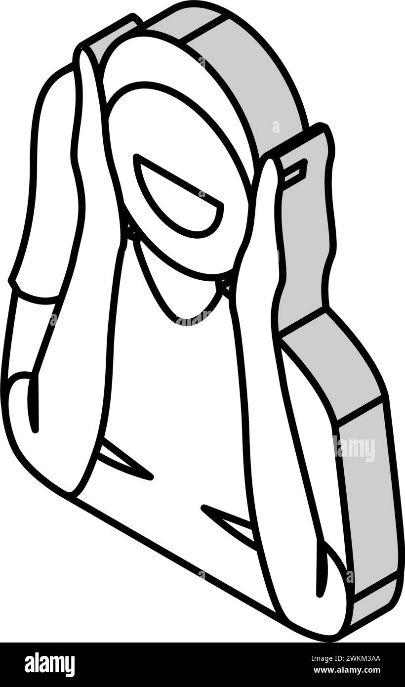 Frau, die Emoticon hält, lächelnde isometrische Icon-Vektor-Illustration Stock Vektor