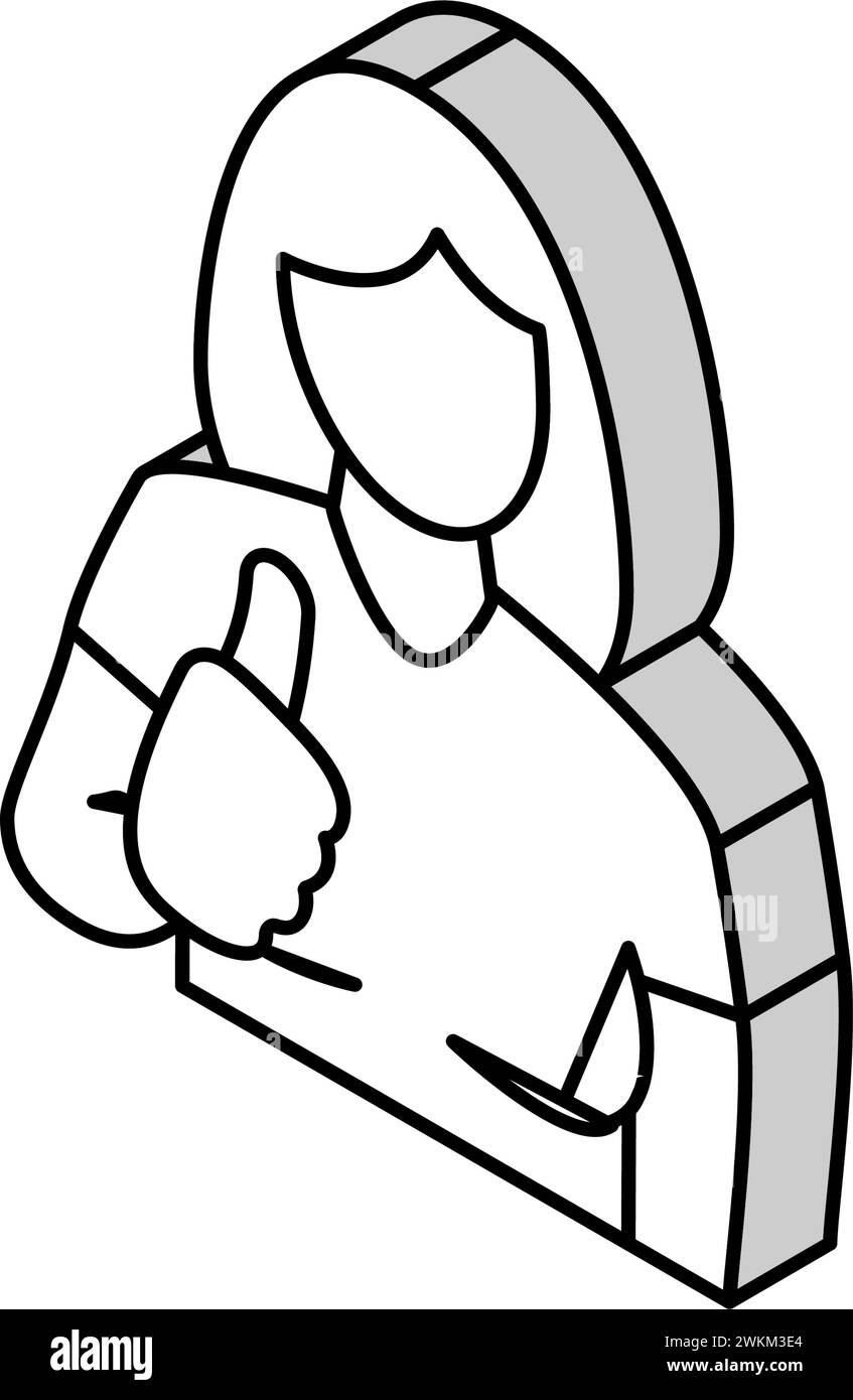 Frau zeigt Isometrie Iconvektorillustration der Klasse Stock Vektor