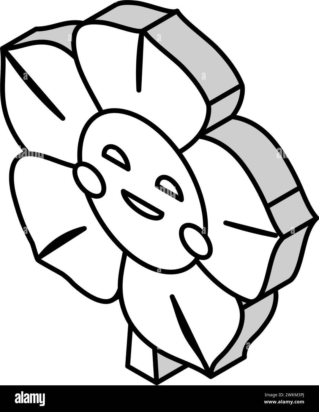 Blume Lächeln Charakter isometrische Icon Vektor Illustration Stock Vektor