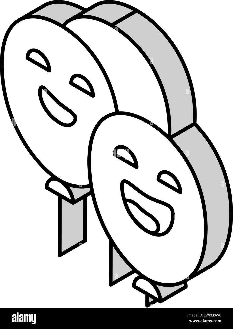 Balloons Lächeln Charakter isometrische Symbol Vektor Illustration Stock Vektor