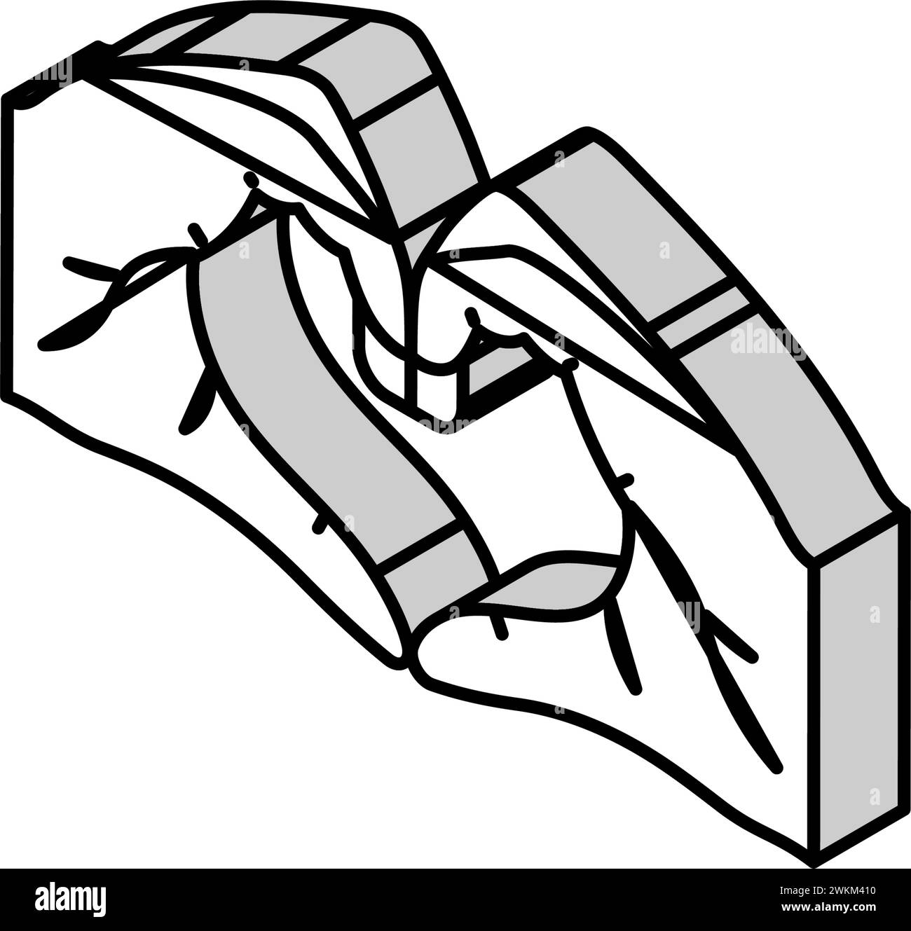 Die Hände zeigen eine Isometrie-Vektorgrafik des Herzens Stock Vektor