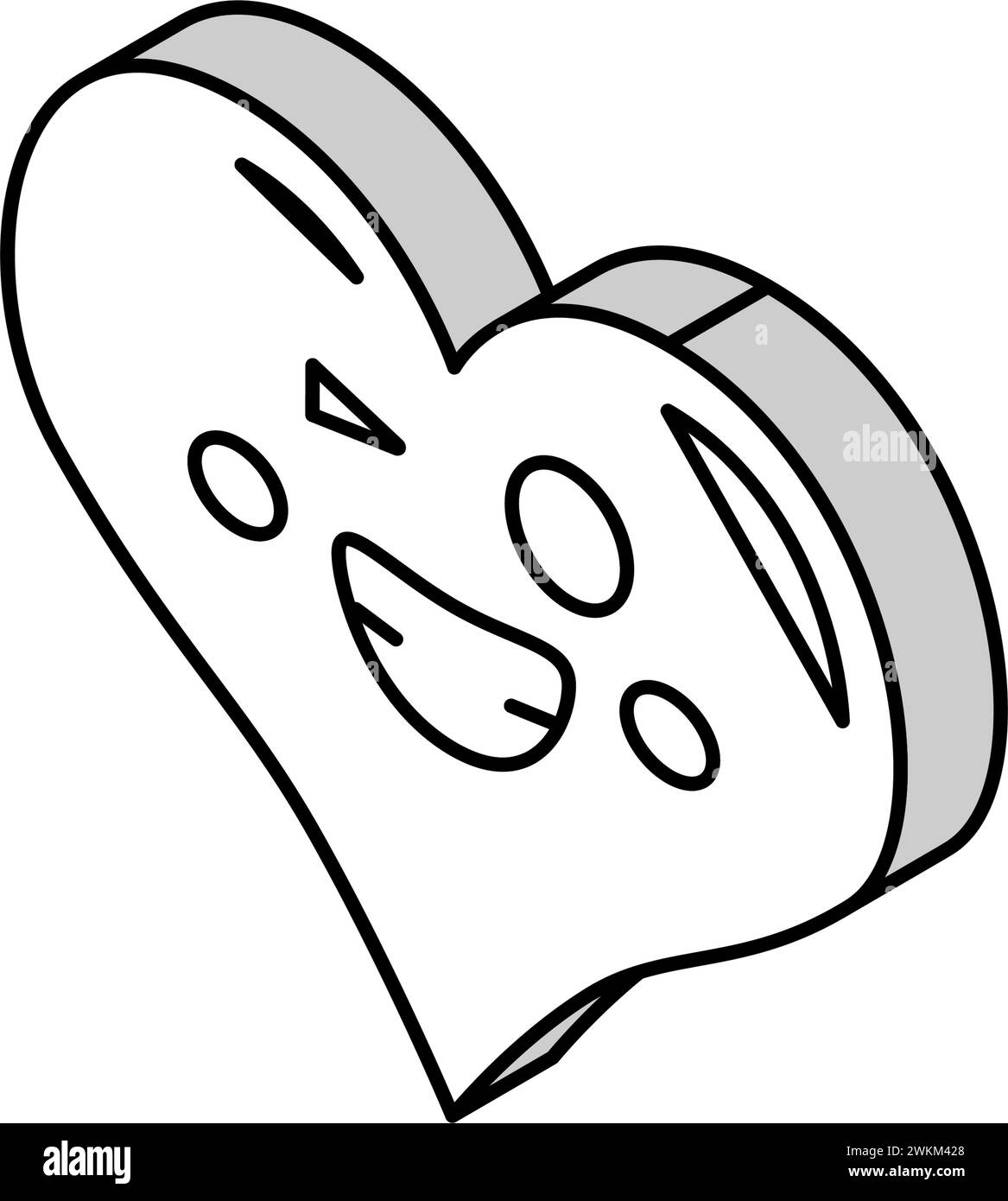 Herz-Lächeln-Charakter isometrische Icon-Vektor-Illustration Stock Vektor