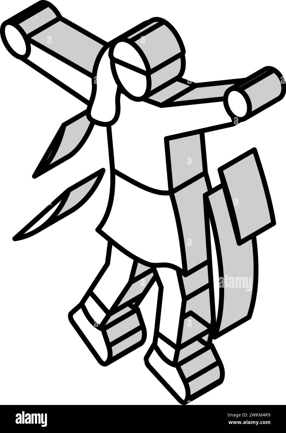 Mädchen, das isometrische Icon Vektor-Illustration springt Stock Vektor