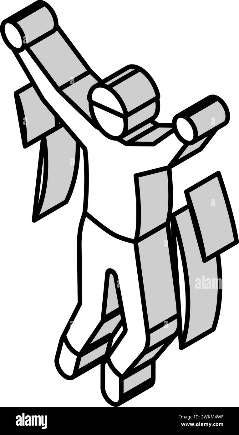 Junge springt isometrische Icon Vektor-Illustration Stock Vektor