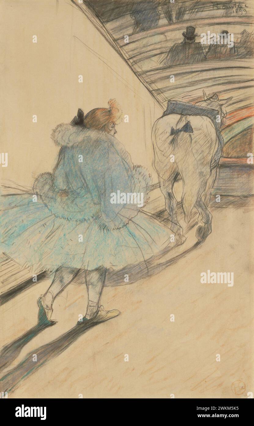 Am Zirkus: Eintritt in den Ring; Henri de Toulouse-Lautrec (Französisch, 1864–1901); Frankreich; 1899; Schwarze und farbige Kreiden; 31 x 20 cm (12 3/16 x 7 7/8 Zoll); 2001,19 Stockfoto