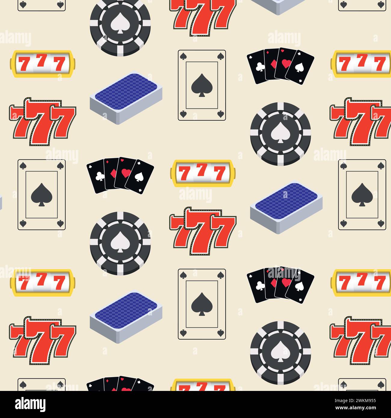 Nahtloser Hintergrund mit Casino-Ikonen Vektor Stock Vektor