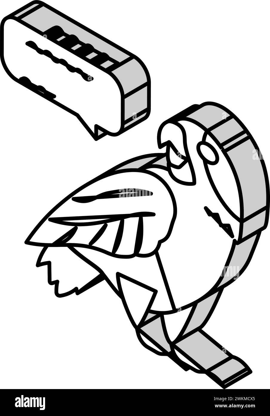 Sprechender Papageienvogel isometrische Icon Vektor Illustration Stock Vektor