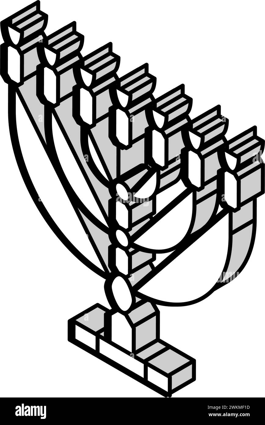 Menorah jüdische isometrische Ikonenvektorillustration Stock Vektor
