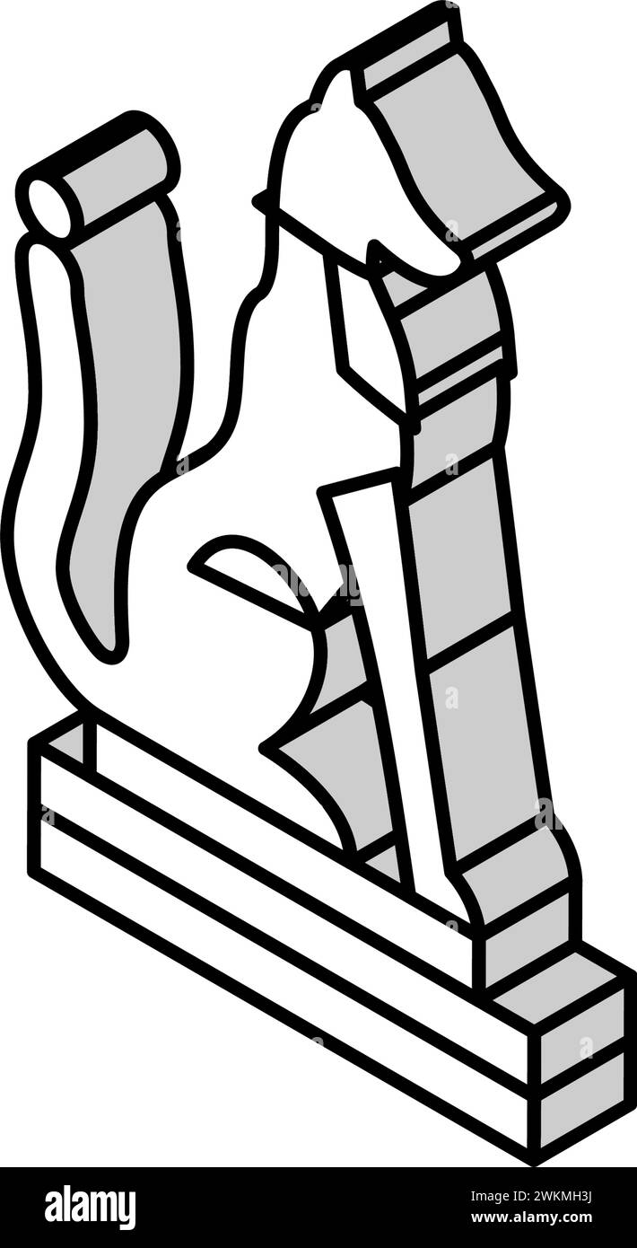inari-Fuchs-Statue shintoismus isometrische Ikonenvektor-Illustration Stock Vektor