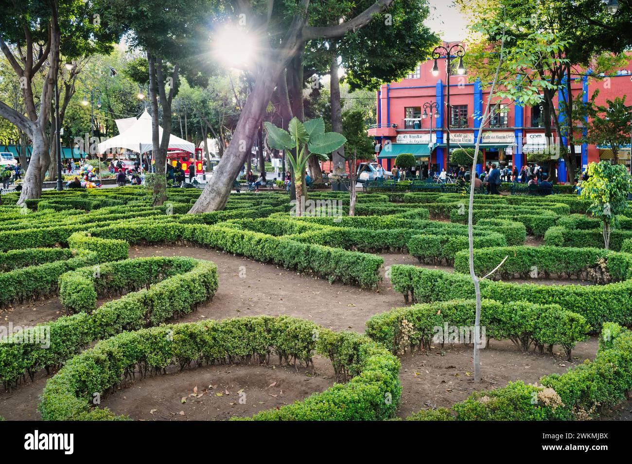 Plaza Hidalgo in der Innenstadt von Coyoacán, Mexiko-Stadt. Stockfoto