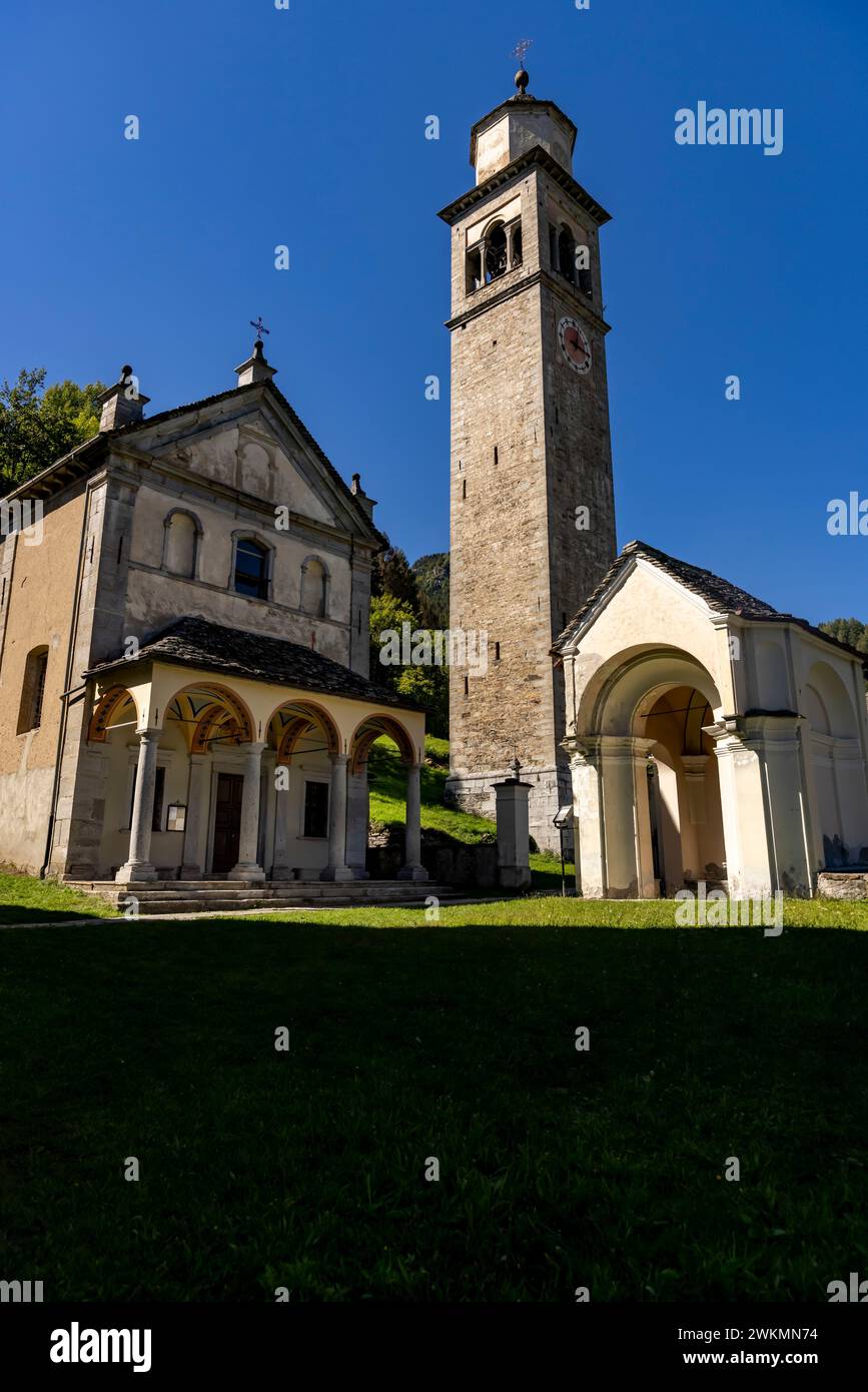 Cravegna ist eine kleine Bergstadt in Italien nahe der Grenze zur Schweiz. Stockfoto