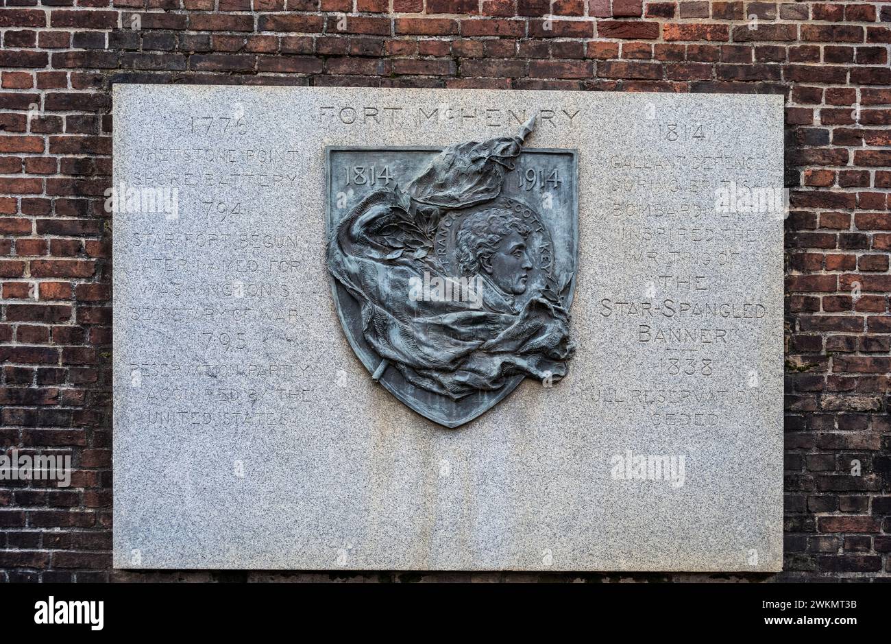 Fort McHenry-Tafel für das Sternenbanner Stockfoto