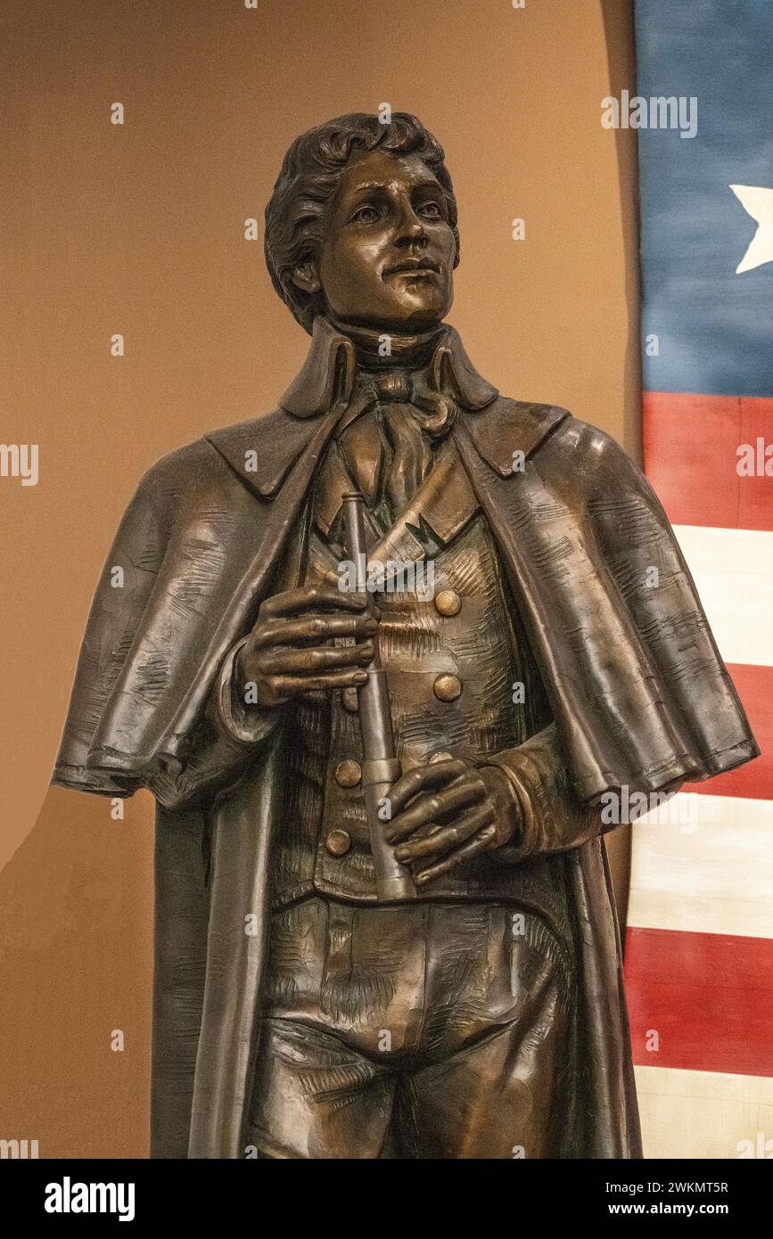 Statue von Frances Scott Key in Fort McHenry, der die Worte schrieb, die zur US-Nationalhymne wurden, genannt Star-Spangled Banner Stockfoto