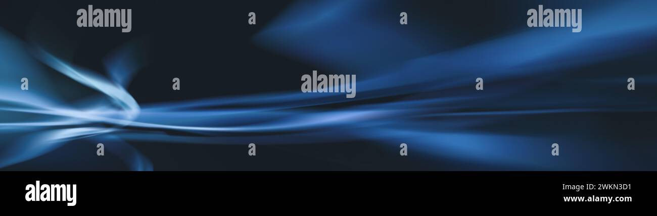 Abstrakter dunkler leuchtender blauer Hintergrund. Perspektivische Ansicht der Burst-Bewegung des blauen Laserlichts. Lichter Linien .Blauer Hintergrund. Heller Spotlight. G Stockfoto