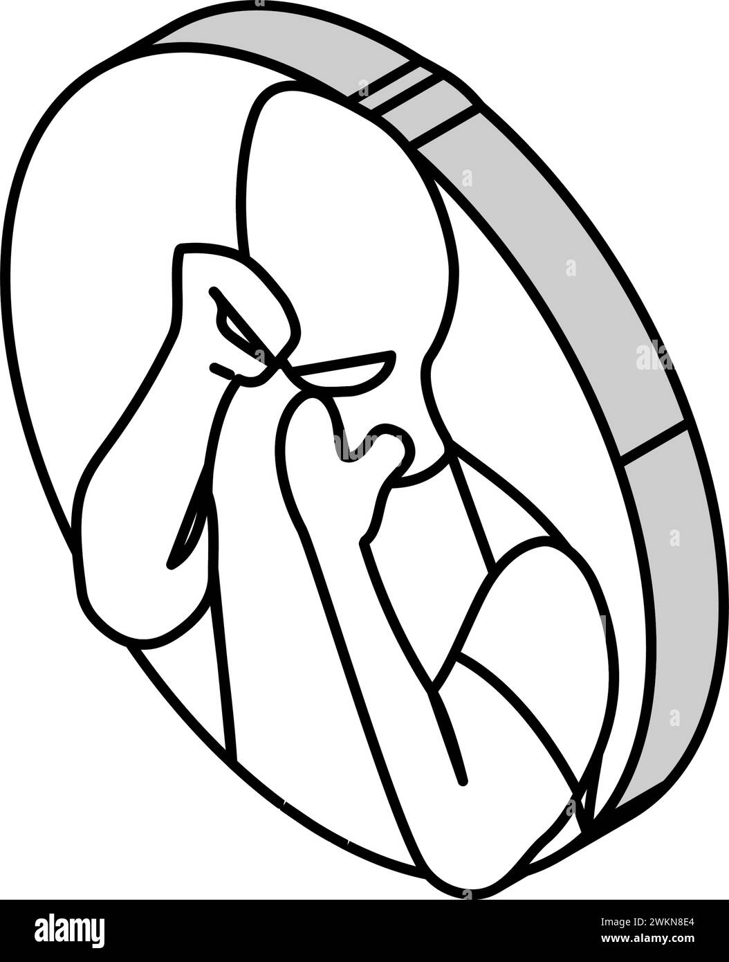 Trockener Husten Krankheit Symptom isometrische Symbol Vektor Illustration Stock Vektor