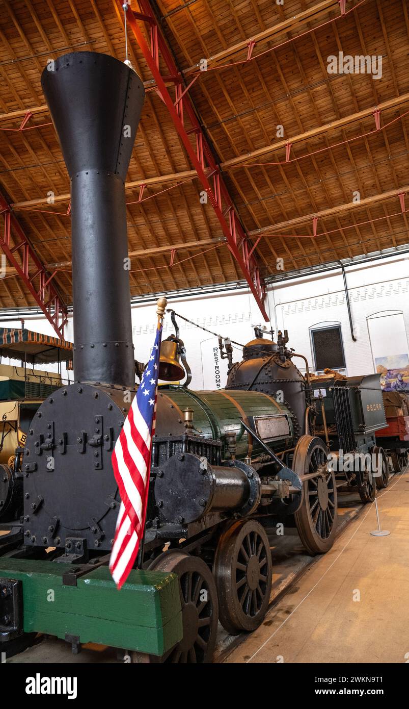 Die Lafayette B&O Dampfmaschine im B&O Railroad Museum in Baltimore Stockfoto