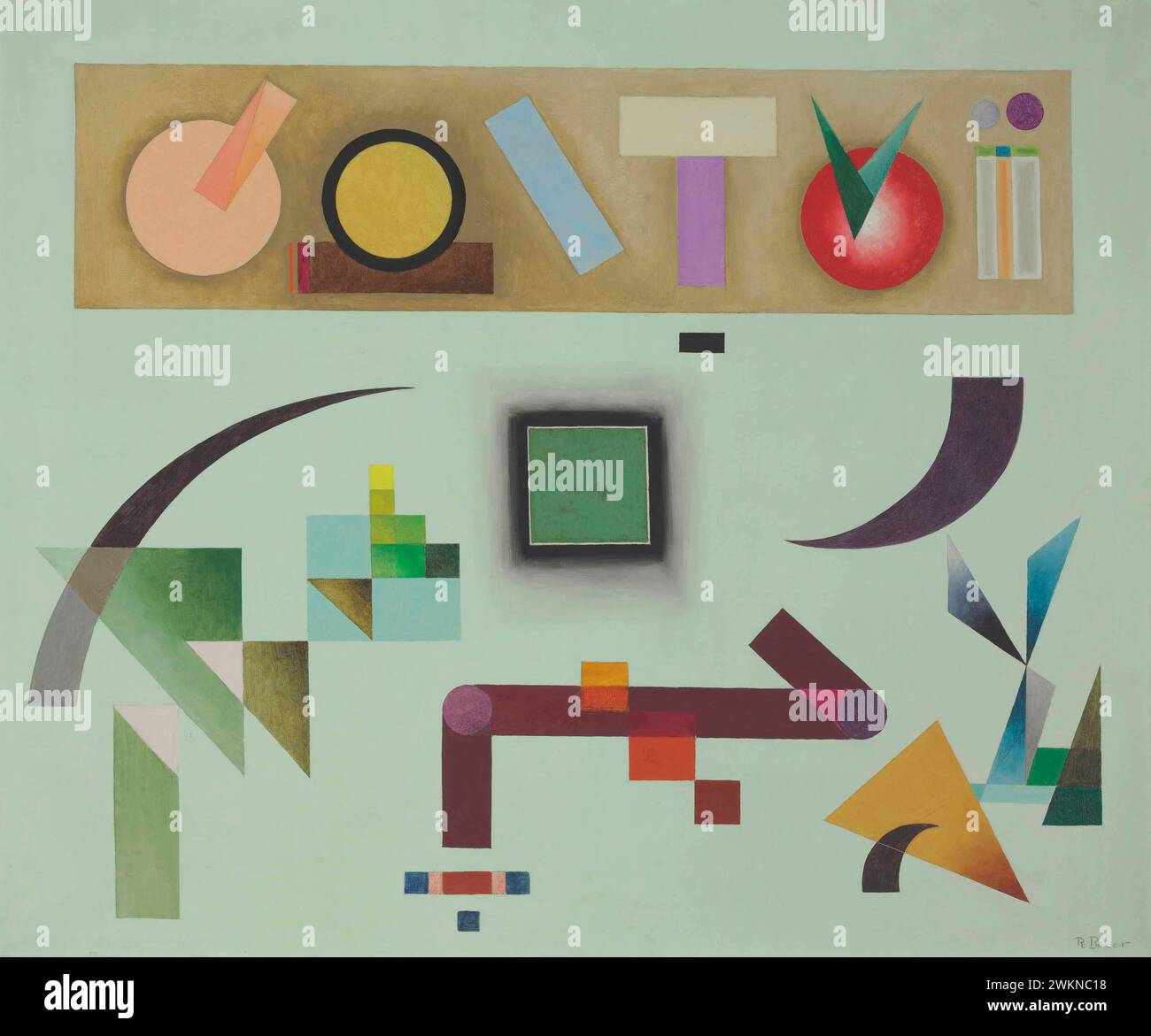 Grünes Quadrat-Ölgemälde des deutschen Malers Rudolf Bauer um 1937 Stockfoto