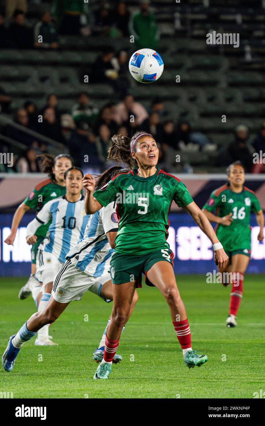 Mexiko-Verteidiger Karen Luna (5) während des CONCACAF W Gold Cup Gruppe A-Spiels gegen Argentinien, Dienstag, 20. Februar 2024, im Dignity Health Sport Stockfoto