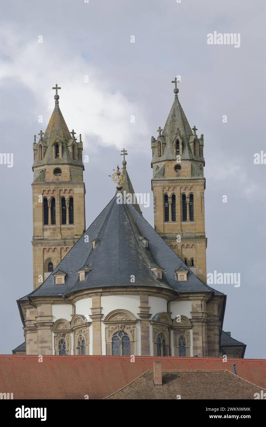 Comburg, Benediktinerkloster, Benediktiner, Klosterorden, Kirchturm, Kirche, Mittelalter, Jakobsweg, Schwäbisch Hall, Kocher Valley Stockfoto