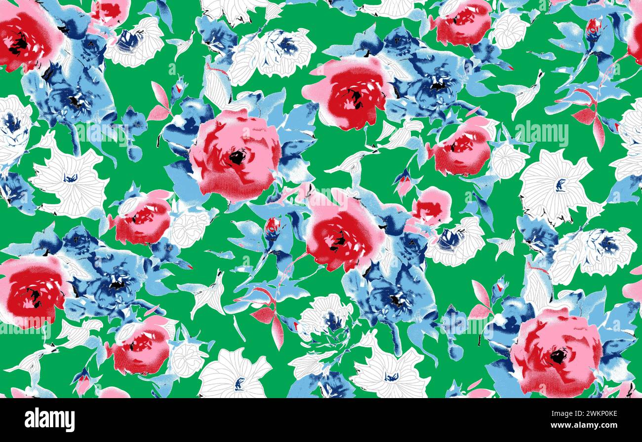 Mehrfarbig dekorierte Handzeichnung gerendert gezeichnet ornamental auf dem gesamten Basishintergrund Wiederholungsmuster geometrische Textur Grenze ethnischer Stamm erstellen Stock Vektor