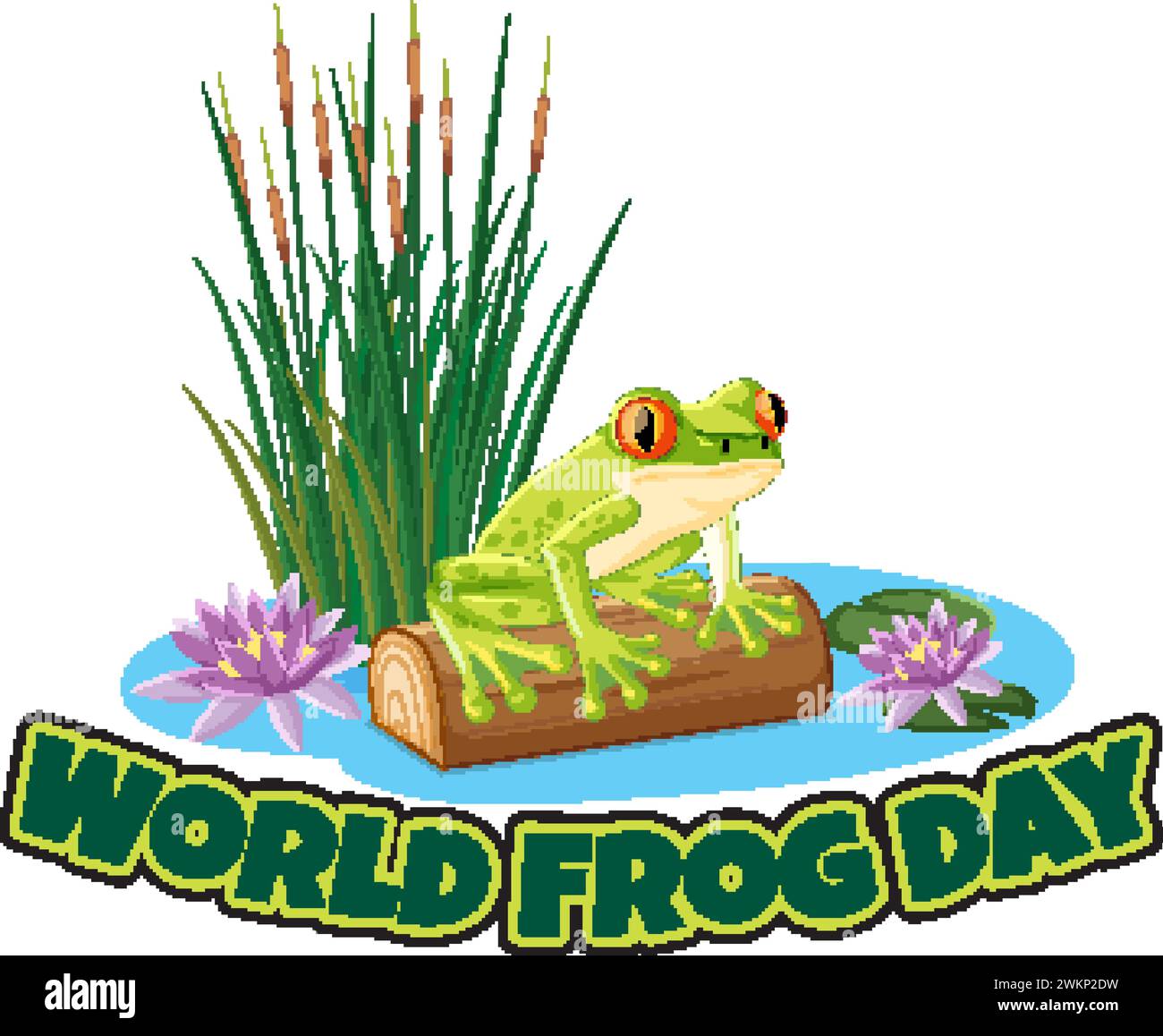 Farbenfroher Vektor eines Frosches, der den Weltfroschtag feiert Stock Vektor