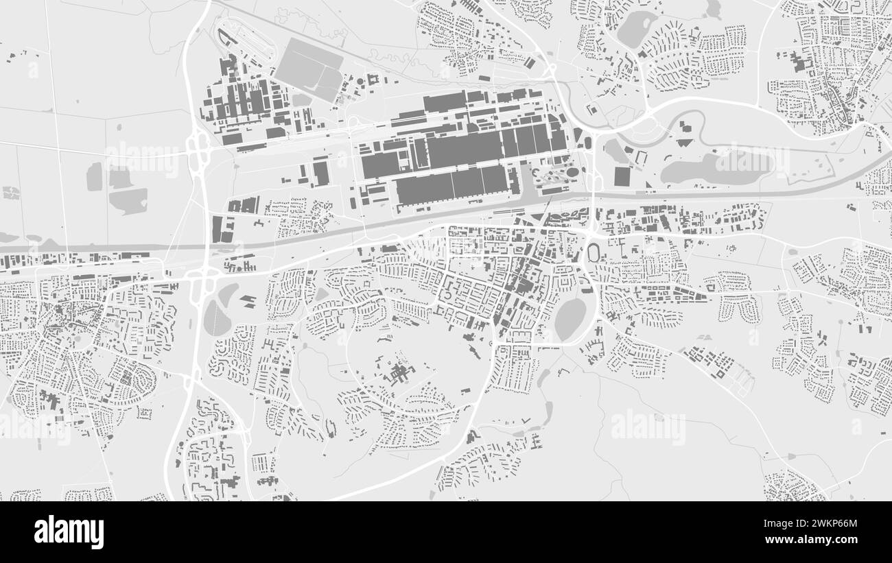Hintergrund Wolfsburg Karte, Deutschland, weißes und hellgraues Stadtposter. Vektorkarte mit Straßen und Wasser. Breitbildformat, digitaler, flacher roadm Stock Vektor