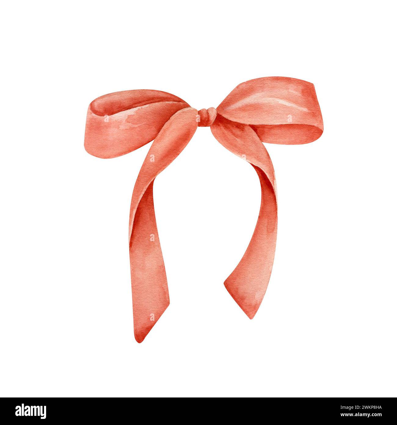 Aquarellillustration mit roten festlichen Bögen für Geschenke Stockfoto