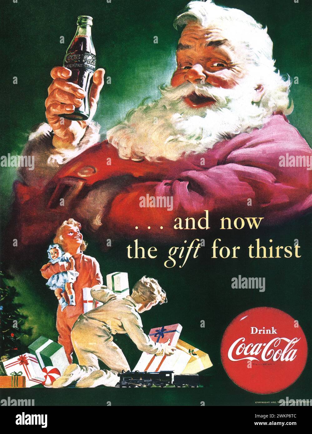 Coca-Cola Weihnachtsmann 1952 – Print-Werbung Stockfoto