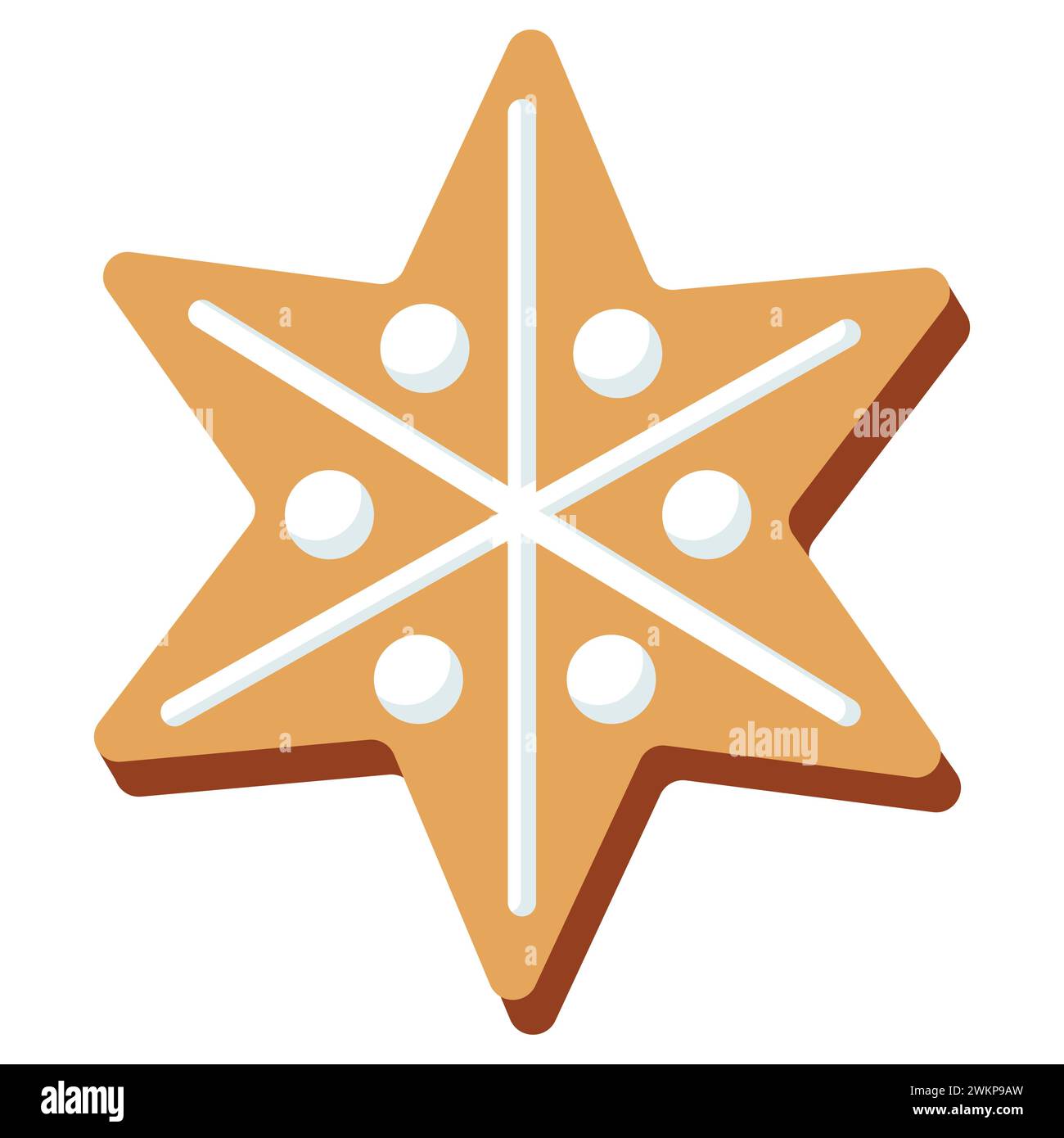 Sternförmiger Lebkuchen. Traditionelles hausgemachtes Weihnachtsbacken. Vektorillustration isoliert auf weißem Hintergrund. Stock Vektor