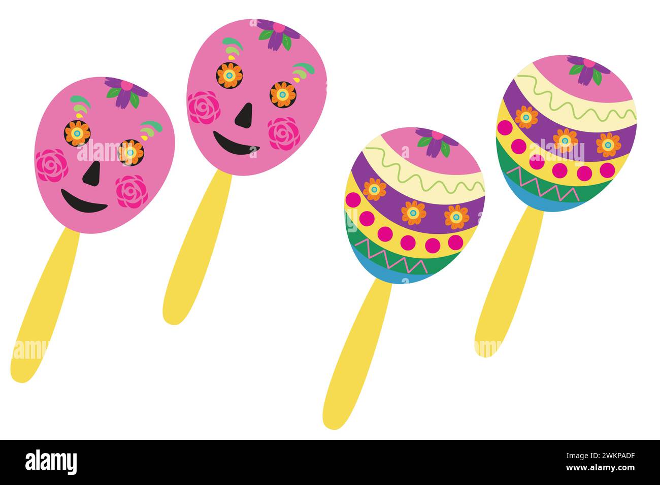 Mexikanische Maracas. Traditionelles Musikinstrument. Vektorillustration isoliert auf weißem Hintergrund. Stock Vektor