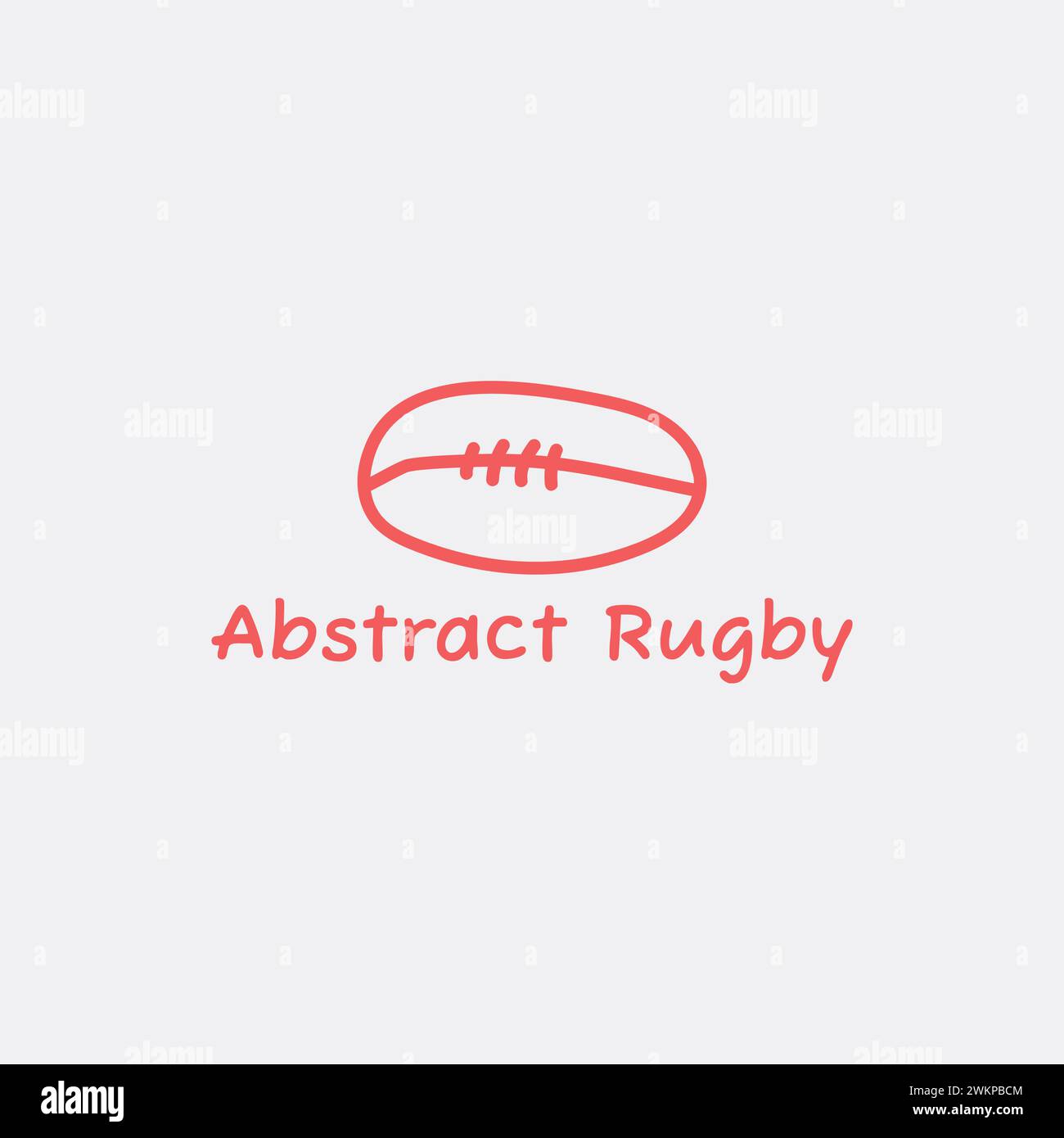 Abstraktes Rugby-Ball-Logo aus roten Linien. Stock Vektor