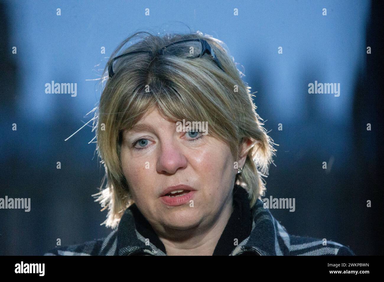 London, England, Großbritannien. Februar 2024. MARIA CAULFIELD, parlamentarische Staatssekretärin (Ministerin für Frauen) und parlamentarische Staatssekretärin (Ministerin für psychische Gesundheit und Frauengesundheitsstrategie), wird in Westminster während der morgendlichen Medienrunde gesehen, als sie die staatlichen Zertifikate für Säuglinge bekannt gibt, die vor der 24. Schwangerschaftswoche verloren gegangen sind. (Kreditbild: © Tayfun Salci/ZUMA Press Wire) NUR REDAKTIONELLE VERWENDUNG! Nicht für kommerzielle ZWECKE! Stockfoto