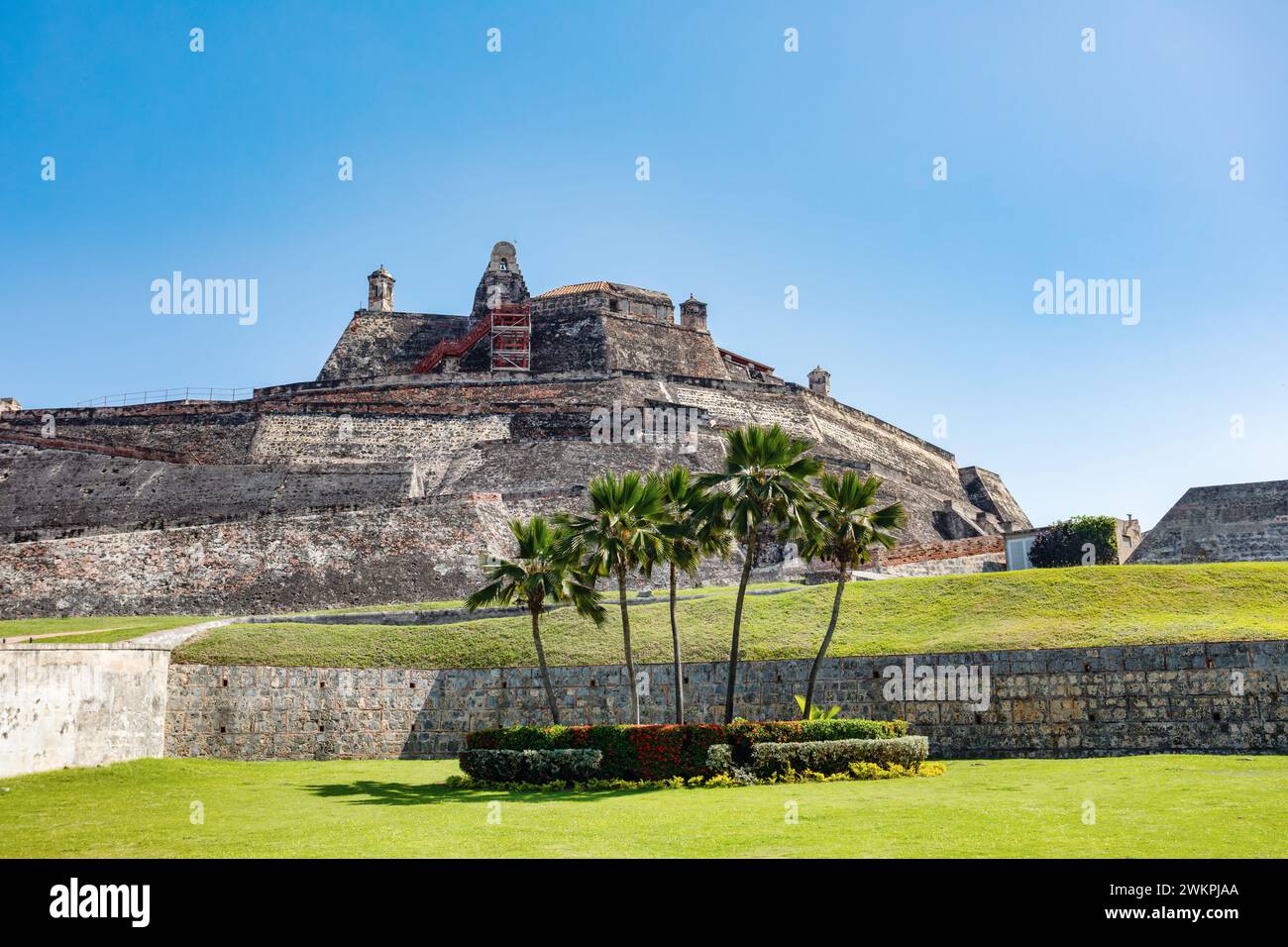 Castillo San Felipe de Barajas, Festung in der strategischen Lage der Stadt Cartagena de Indias an der Karibikküste Kolumbiens. Stockfoto