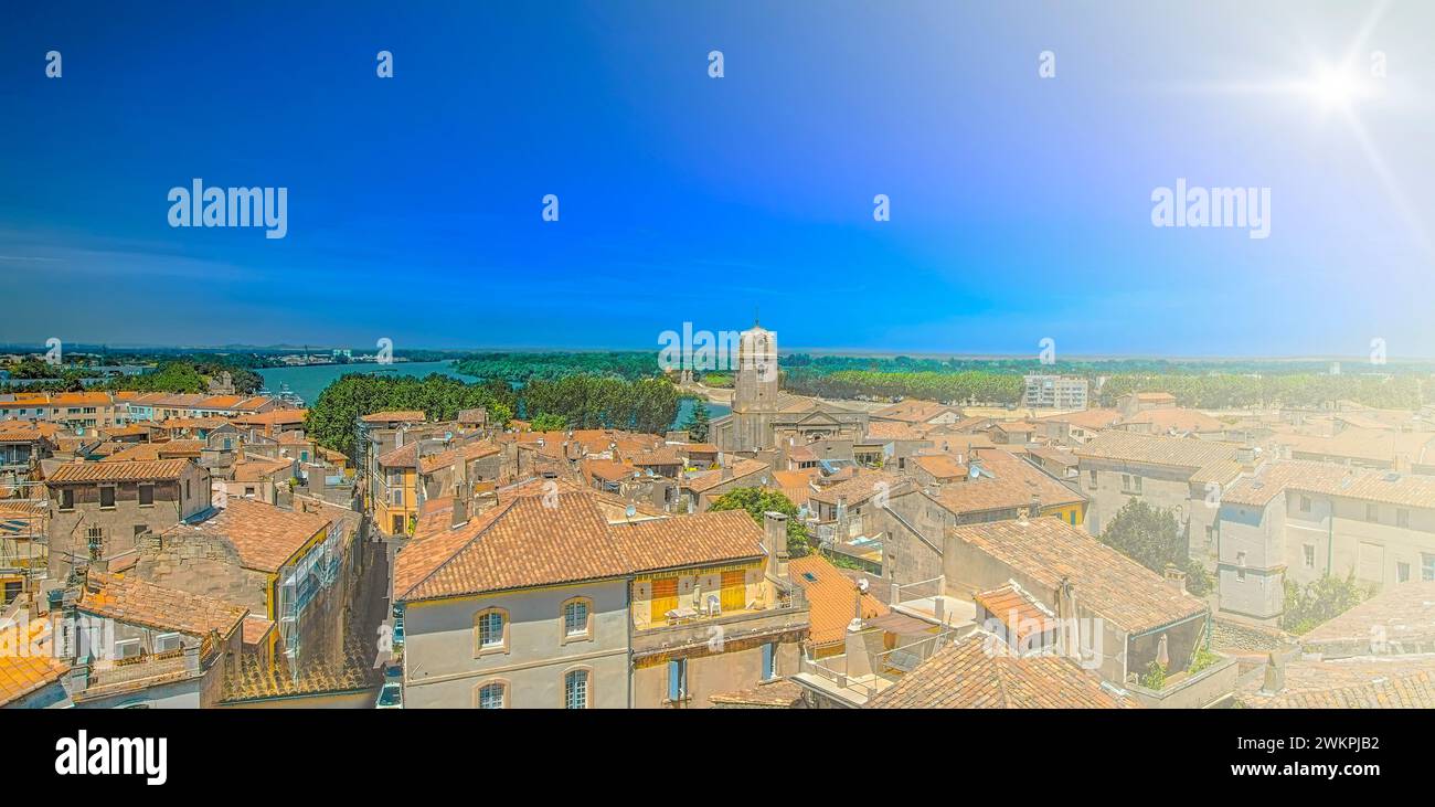 Die Dächer alter Häuser in Avignon, Provence, Frankreich Stockfoto