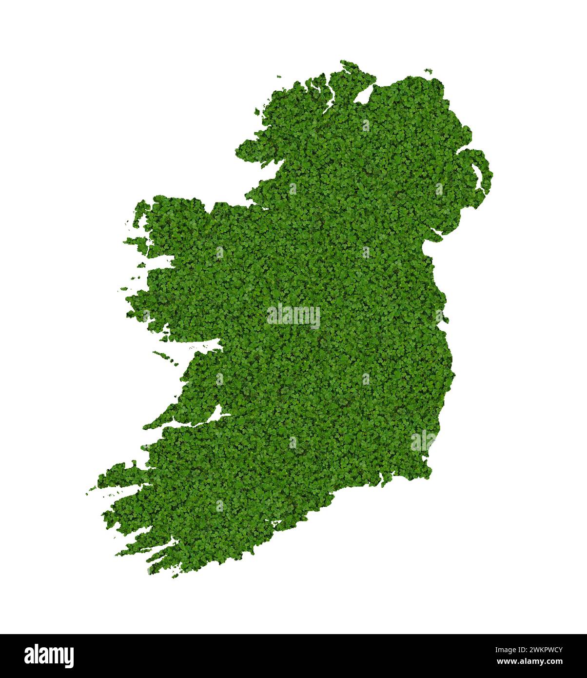 Landkarte, Umriss von Irland mit Klee gestaltet Stockfoto