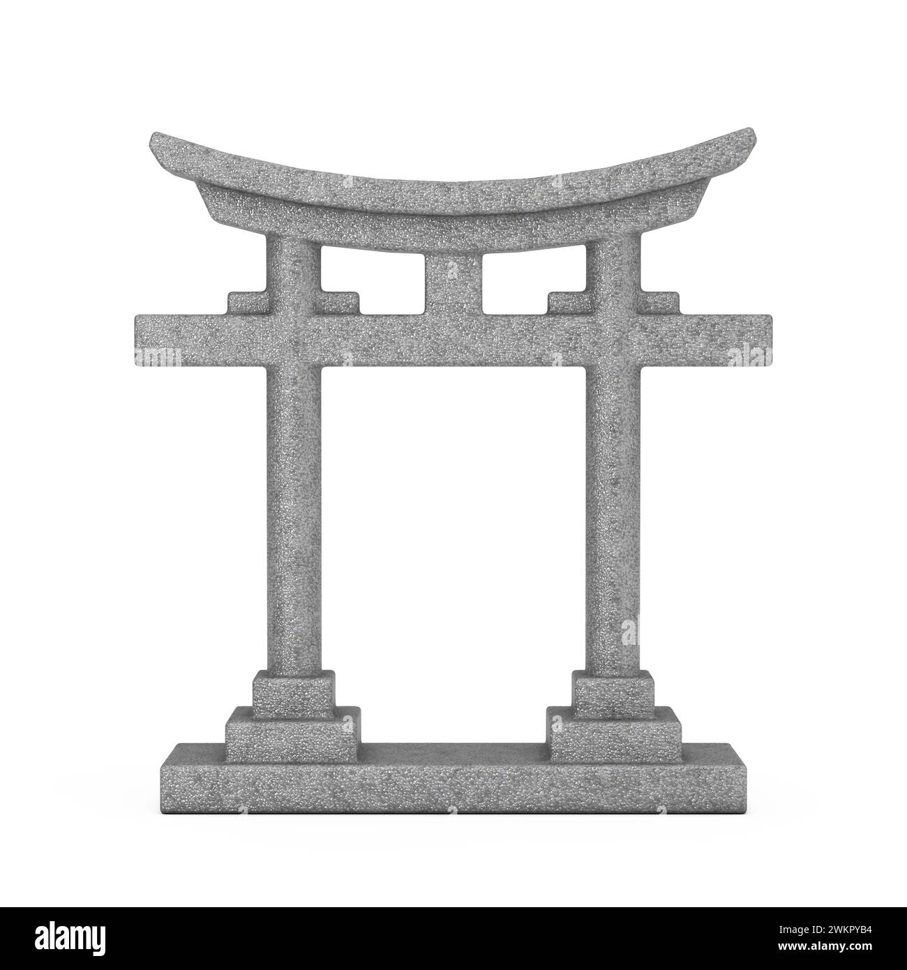 Traditionelles japanisches Torii-Tor auf weißem Hintergrund. 3D-Rendering Stockfoto