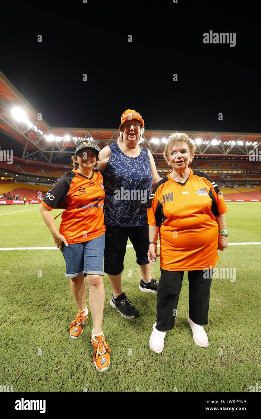 Brisbane, Australien. Februar 2024. Brisbane Fans nach der Isuzu Ute Ein League-Spiel zwischen Brisbane Roar und Wellington Phoenix FC Stockfoto