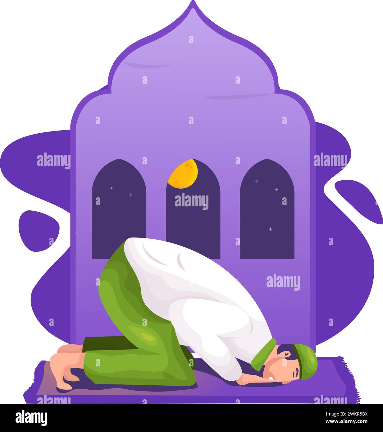 Islamisch-muslimische Anbetung Scholat Gebetsillustration Stock Vektor