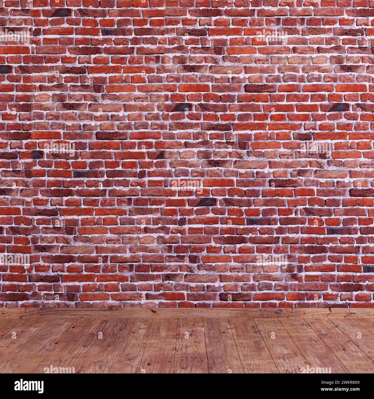 Rote Ziegelwand Grunge Textur, Alte rote Ziegelwand Grunge Textur Design Hintergrund, 3D Rendering einer leeren Wand Stockfoto