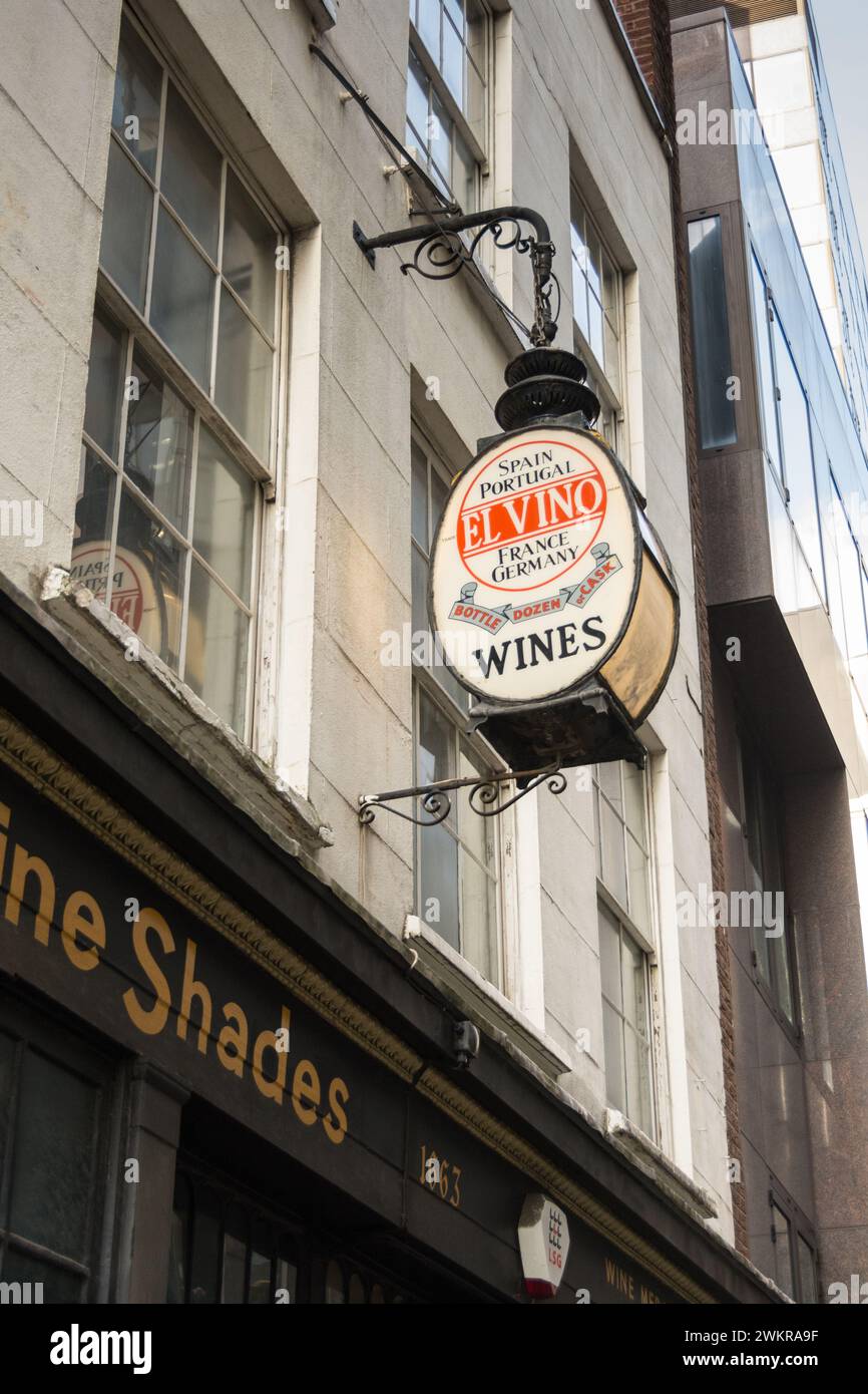 El Vino The Olde Wine Shades, Martin Lane, Cannon Street, London, EC4, England, Großbritannien Stockfoto